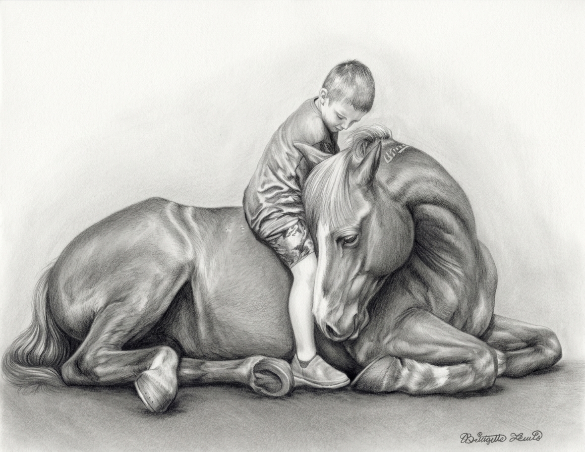 Mustang & Boy — artwork by Bridgette Lewis