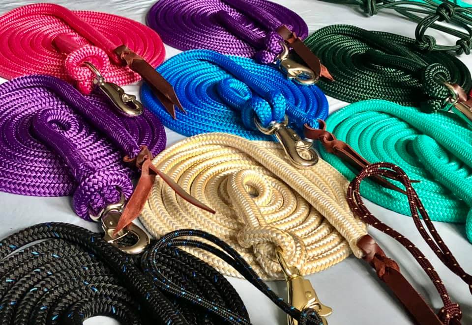 Handmade rope leads in assorted colors