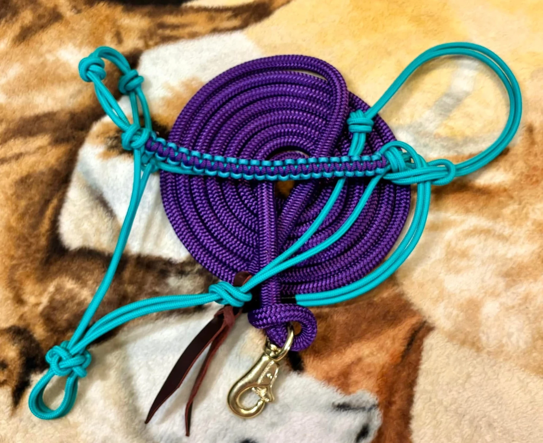 Purple and teal rope tack set