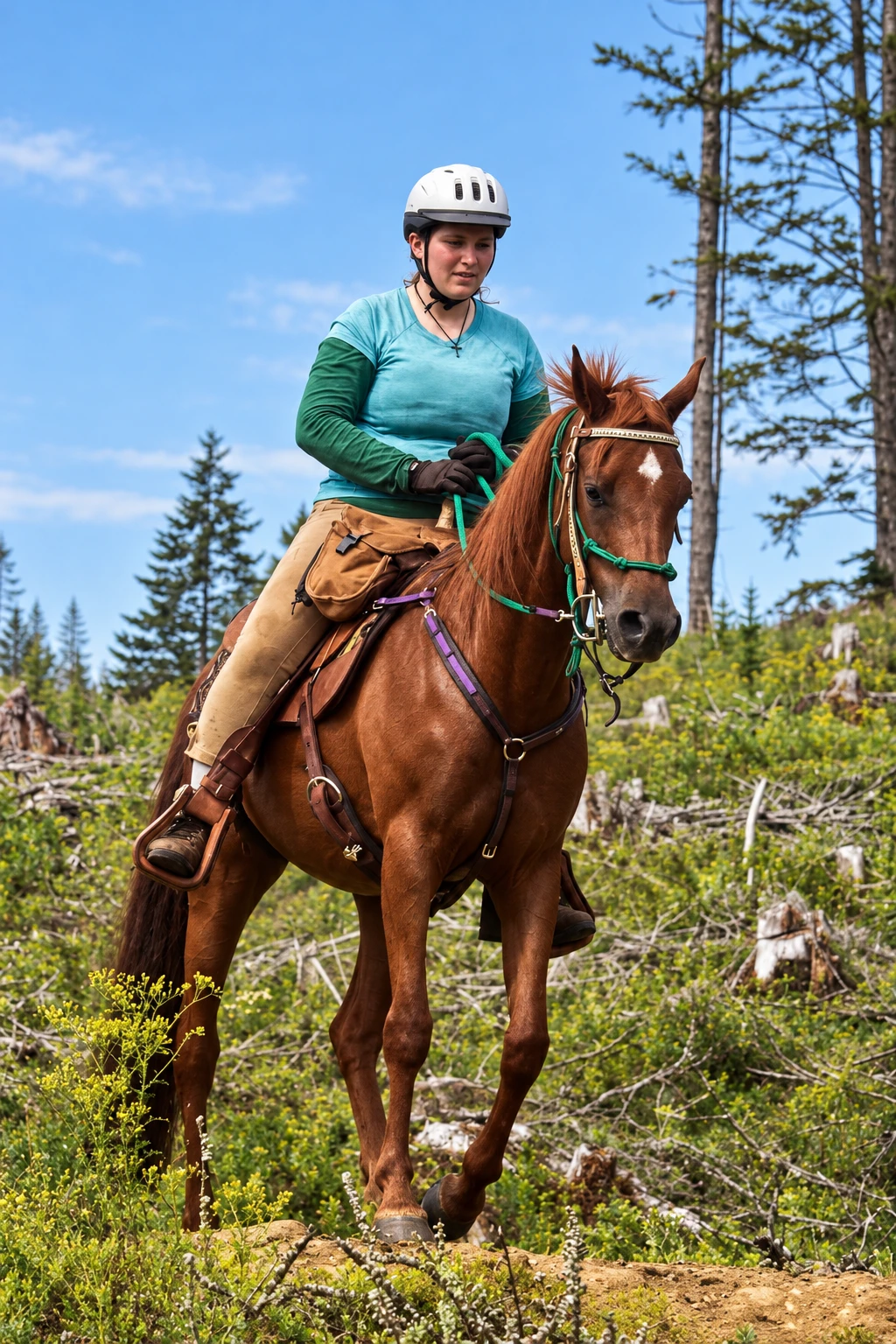 Bridgette riding Scotty during an endurance ride