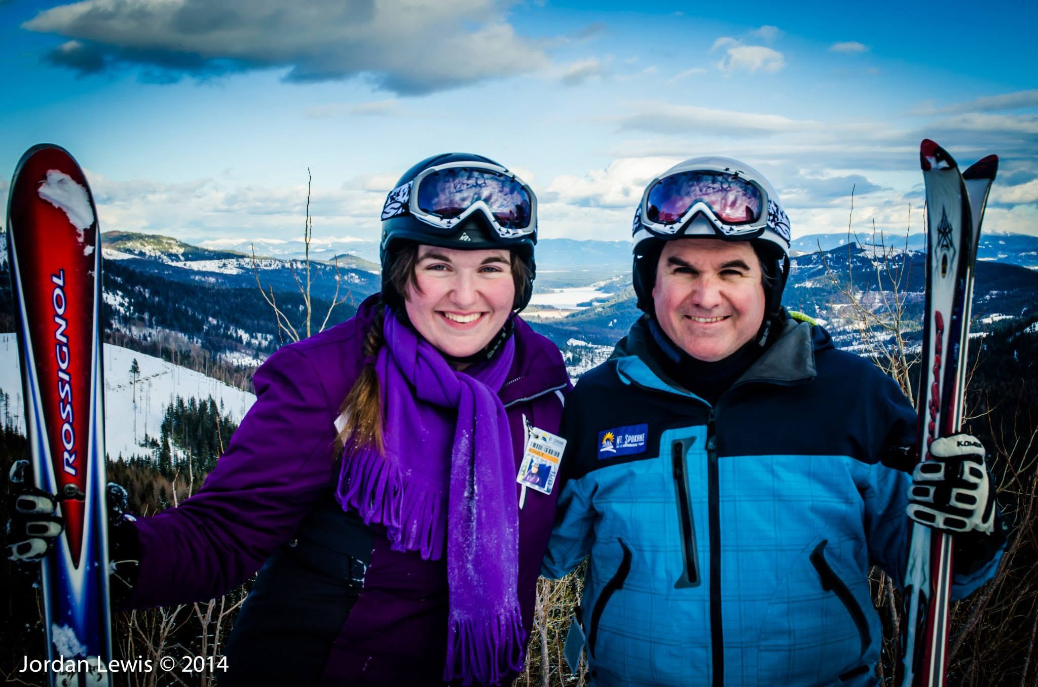 Bridgette skiing with her dad